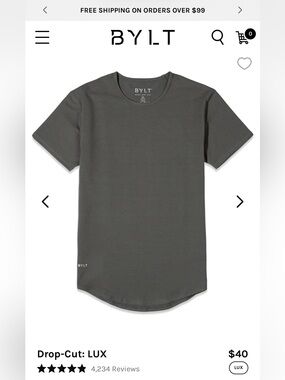 BYLT Basics Drop-Cut LUX Short-Sleeve Tee - Charcoal